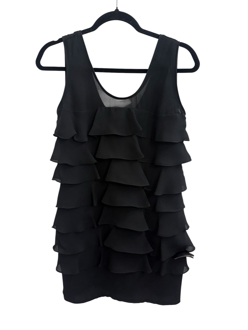 Anna Sui Black Tiered Ruffle Mini Dress Women’s Size Small